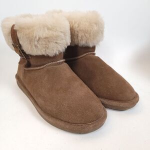 BEARPAW ABBY HICKORY Women mini boots short fleece Sherpa buckle slip on shoes